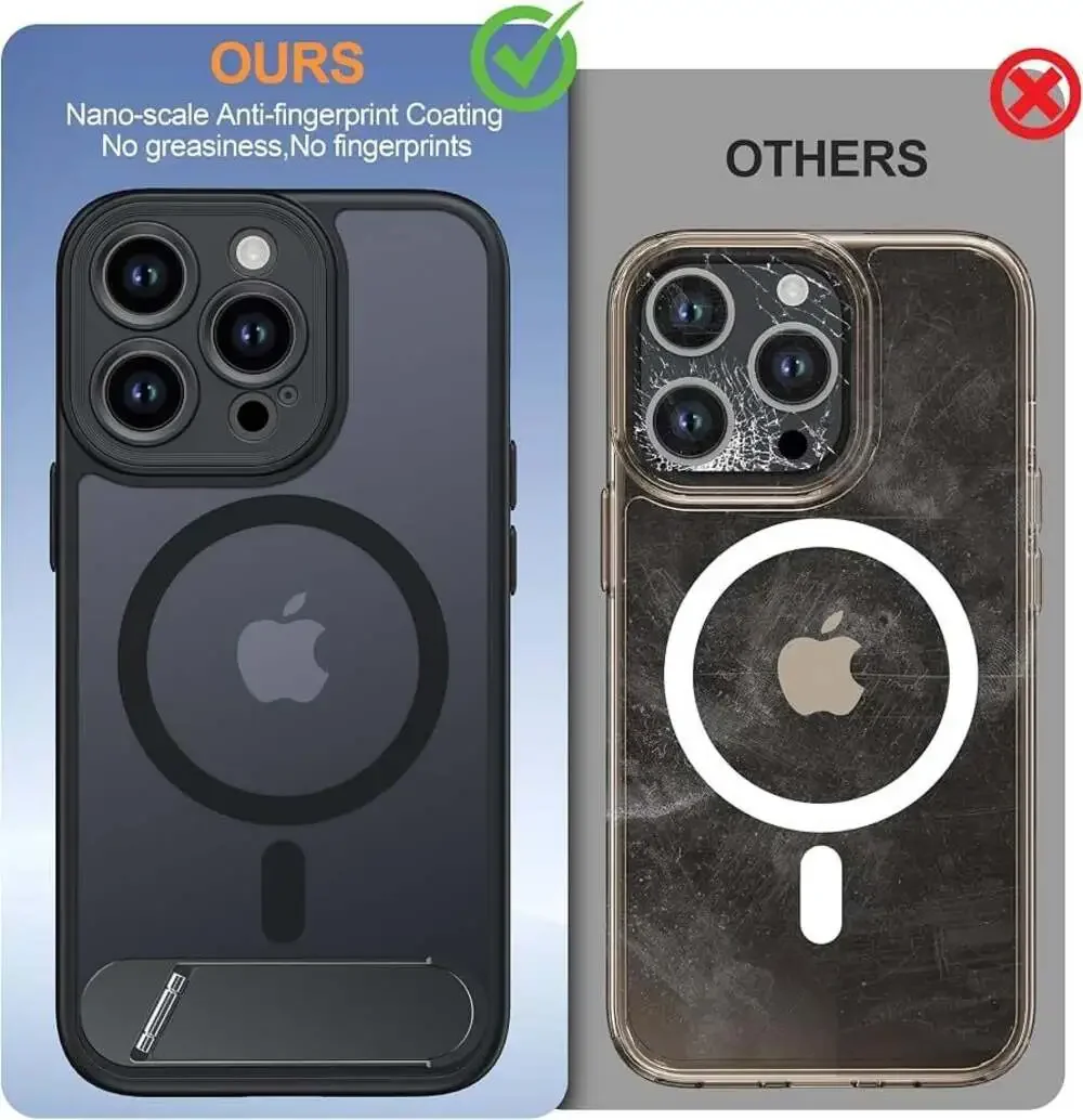 Magnetic Translucent Matte Case for iPhone 13 Pro with Invisible Kickstand
